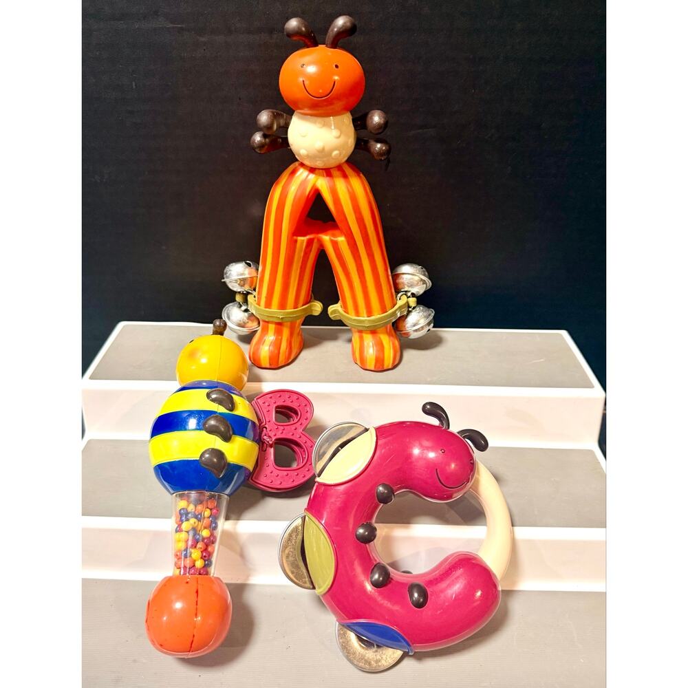 Baby Bee Bop Bug Musical Instrument Toy BATTAT TOYS Letter A Bumble Bee Worm Lot